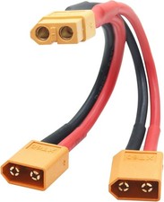 Short XT60 Parallel Battery Connector Cable,14AWG 1 Female to 2 Male Y Splitter