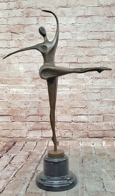 Bronze Abstract Dancer Figurine Signed Milo Modern Art Woman Sculpture Artwork