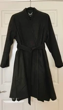 H by Halston Women's Midi Length Coat Ivory Wool Blend, Lined, Size Small NWOT