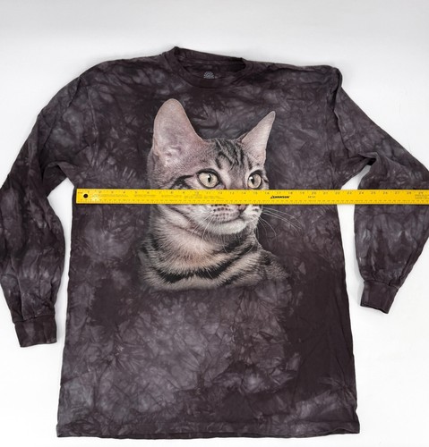 The Mountain Shirt 2XL Gray Cat Graphic Long Sleeve Tie Dye Animal Print - Picture 3 of 7