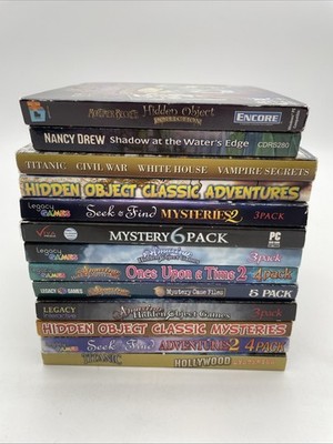 Lot Of 13 Mixed PC DVD-ROM/CD-ROM Games Mystery & Hidden Objects