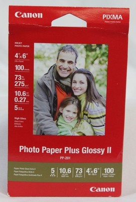 Canon Photo Paper Plus Glossy II 4x6 Sealed 100 Sheets Pixma High Gloss PP-201