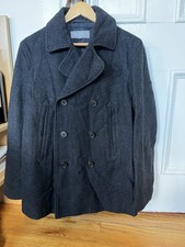 Margaret Howell Pea Coat Wool Blend Charcoal Gray Size L