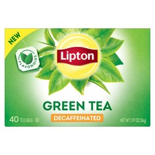 Lipton Green Tea, Decaffeinated, Tea Bags 40 Count Box