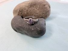 Vintage Oval Cut Purple Amethyst Stone Sterling Silver 925 Ring 5.75