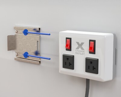 Eye Level Wall Mounted Extension Cord, Individual Circuit Breakers (White)