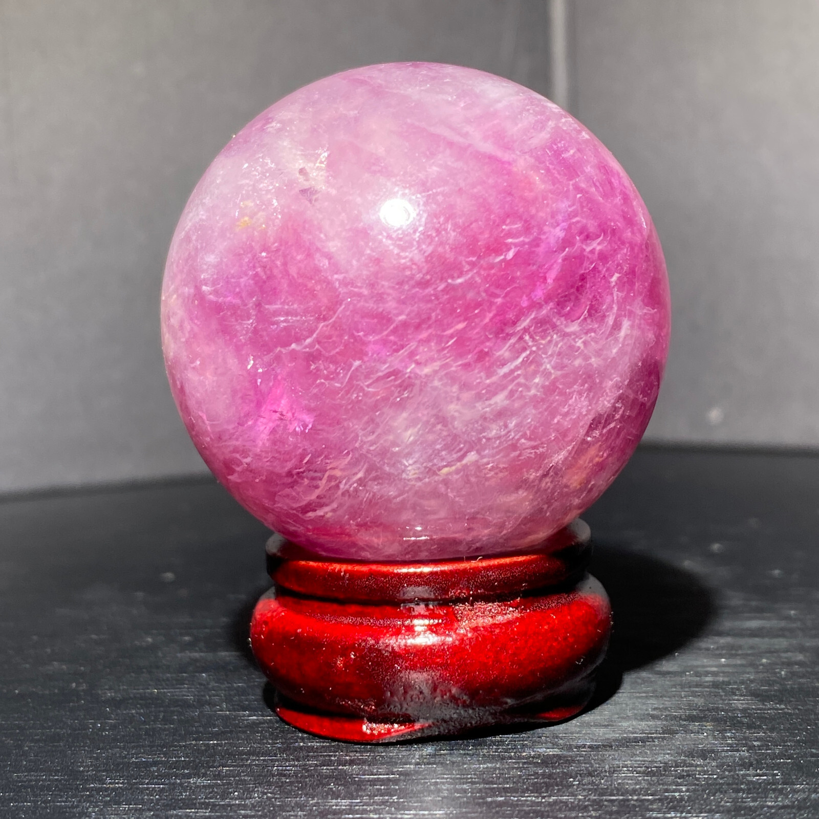 Natural Fluorite Ball 161g Colorful Quartz Crystal Gemstone Healing Stone with Display Stand