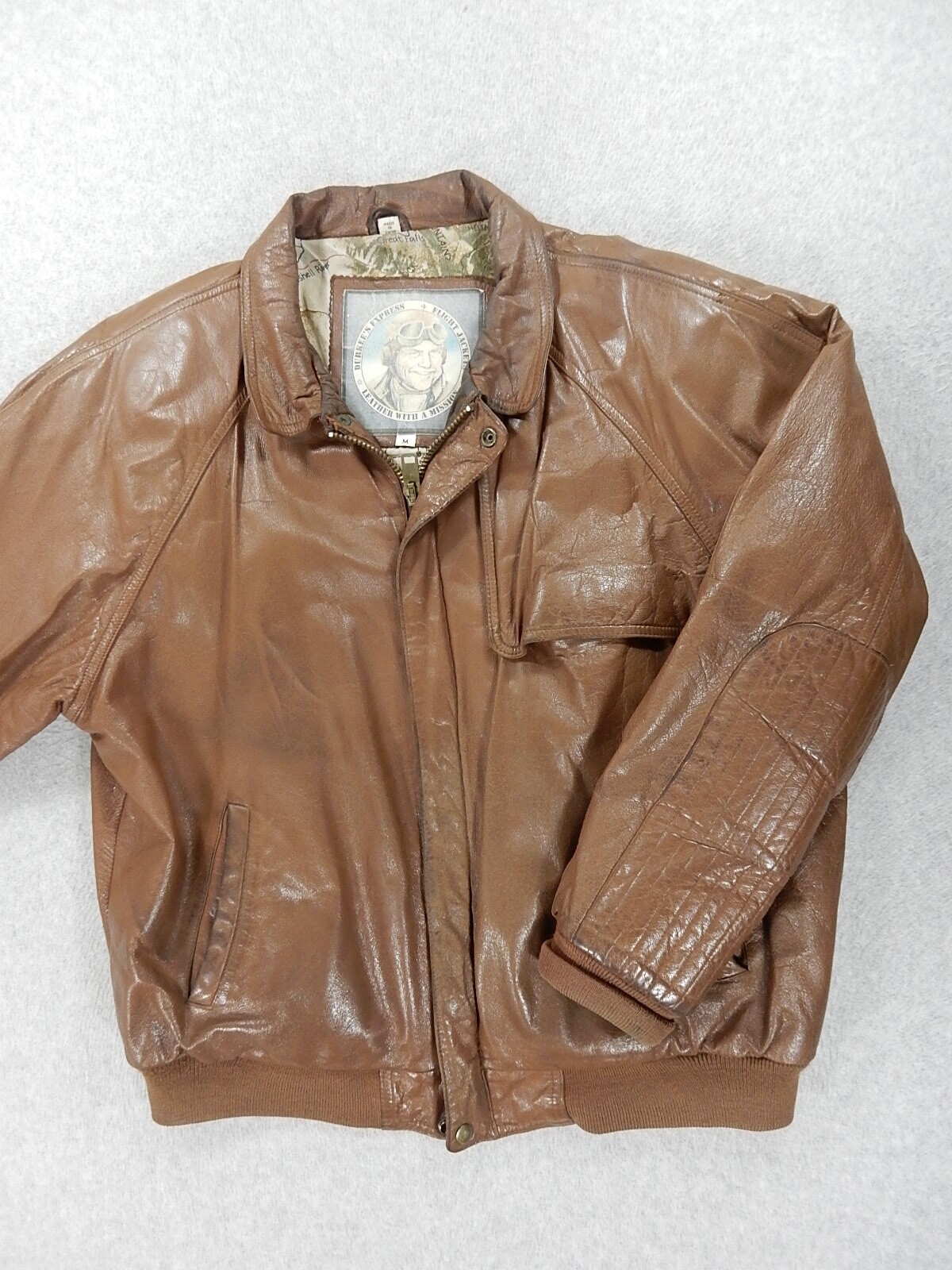 Durkees Express Bomber Flight Jacket (Mens Medium) Br… - Gem