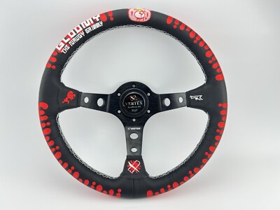 vertex style Drip Gloomy Leather 330mm Steering wheel Black Gaming simulator