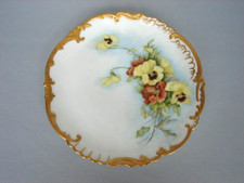 Vintage Elite Limoges Hand Painted Irises 8-3/4" Decorative Plate Gold Trim