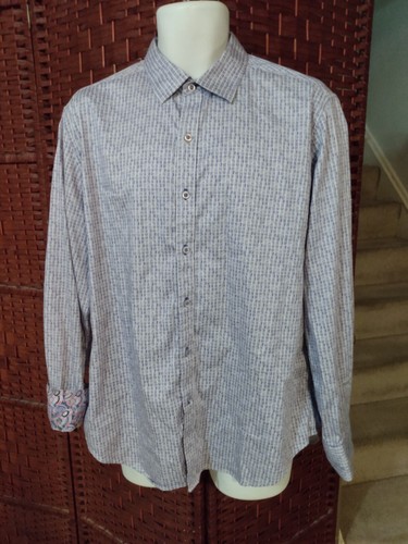 Robert Graham Button Up Shirt Flip Cuffs Mens XL Dress Shirt