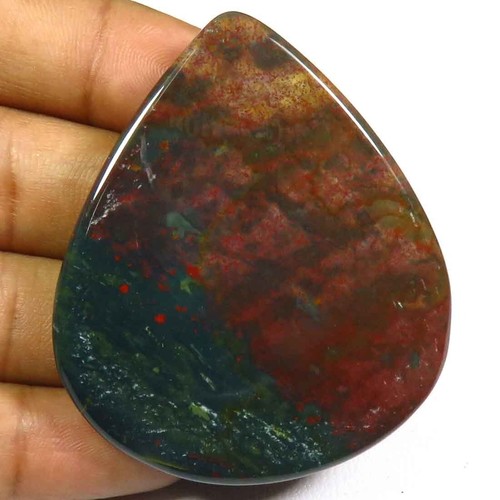 Natural Bloodstone Pear Gemstone 51x44 mm Polished Smooth Cabochon 110Cts BO-130 - Picture 9 of 9