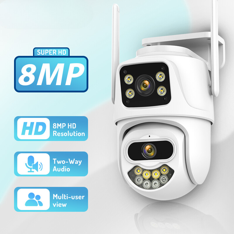 Dual Lens 360º Wifi Camera IP66 8MP Wireless Human Detection Video Surveillance