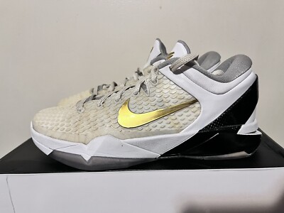 2012 Mens Nike Kobe VII 7 System Elite Home White Gold Black Size 8 Used Rare OG