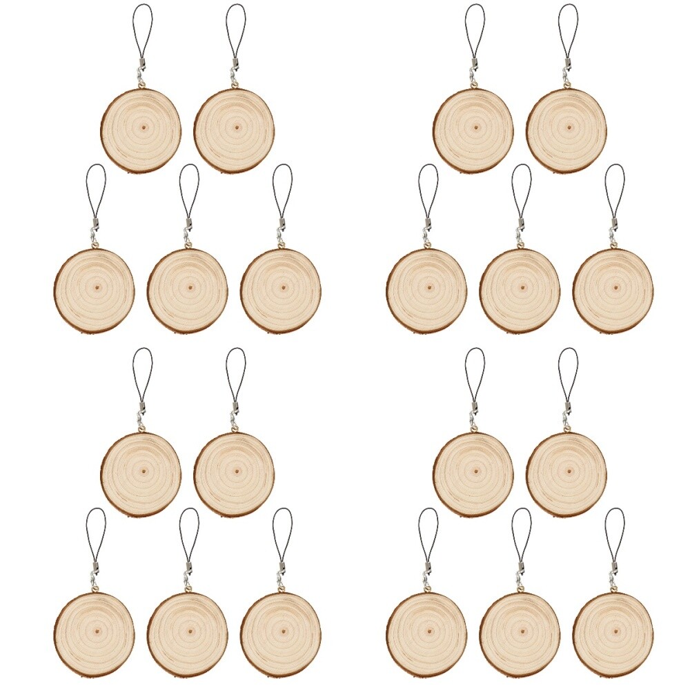 4 Pieces DIY Round Wood Chips Crafts Photo Wall Decor Child