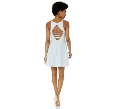 Speechless Junior Womens 13 Nude Blue Sleeveless Bonded Lace Fit Flare Dress  NWT | eBay