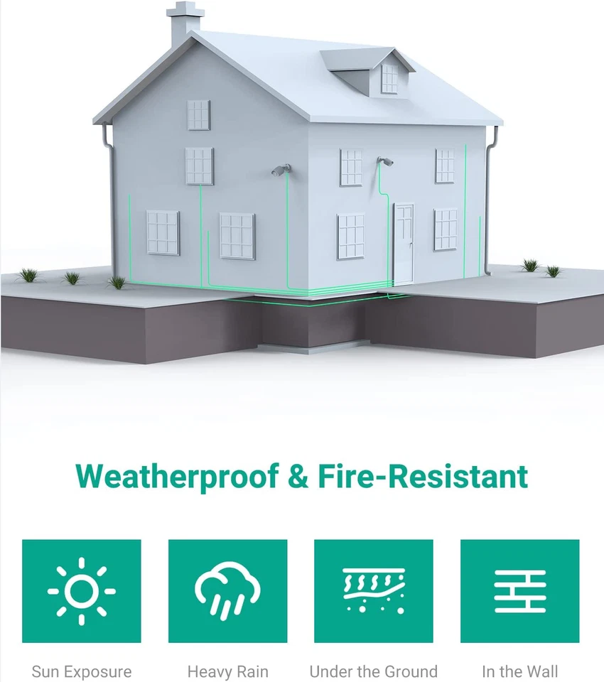 All-In-One Video Power Cables Surveillance Camera Cables 4 Pack 30M/100Ft - Image 2 of 4