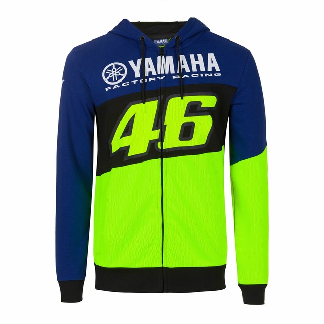 Official 2018 Valentino Rossi VR46 Yamaha Racing Blue MotoGP Mens Zip-up Hoodie