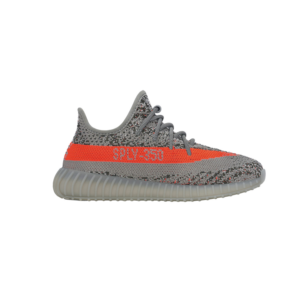 adidas Yeezy Boost 350 V2 Серые кроссовки без шнуровки для мальчиков Повседневная обувь GW1230