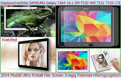 2 x Klar Kristall Display Schutz Folie SAMSUNG Galaxy Tab 4 10.1 T530 T531 T535
