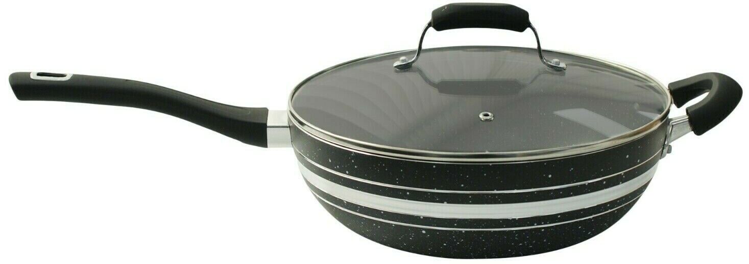 24 cm-34 cm sartén antiadherente profunda Wok con tapa de vidrio inducción eléctrica de gas