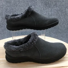 Minnetonka Shoes Womens 10M Champlin Mule Clogs Gray Leather Comfort Flats 69294