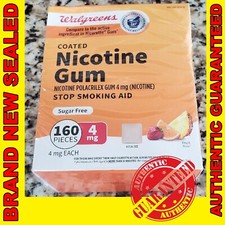 Nicotine Gum 4mg Coated Fruit Flavor 160Ct Walgreens EX03/2027 NEW SEALED