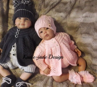 KADIE-JADE Baby Knitting Pattern #40 -To make a 4 Piece Matinee Set for 0-3m Baby