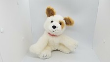 Russ Berrie Plush Puppy Dog White Tan Spots Cookie Pink Collar Stuffed Animal