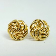 Vintage Gold Tone Knot Shape Stud Earrings, MInimal Wire Work Design, Estate