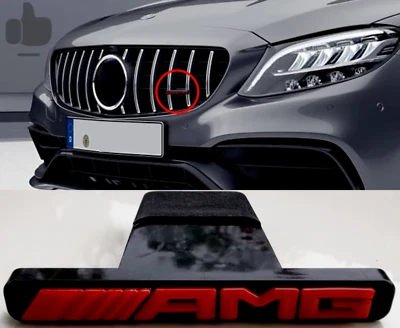 Mercedes AMG Aufkleber Emblem Logo Für vorne Kühlergrill Abzeichen Rot schwarz - Bild 1 von 4