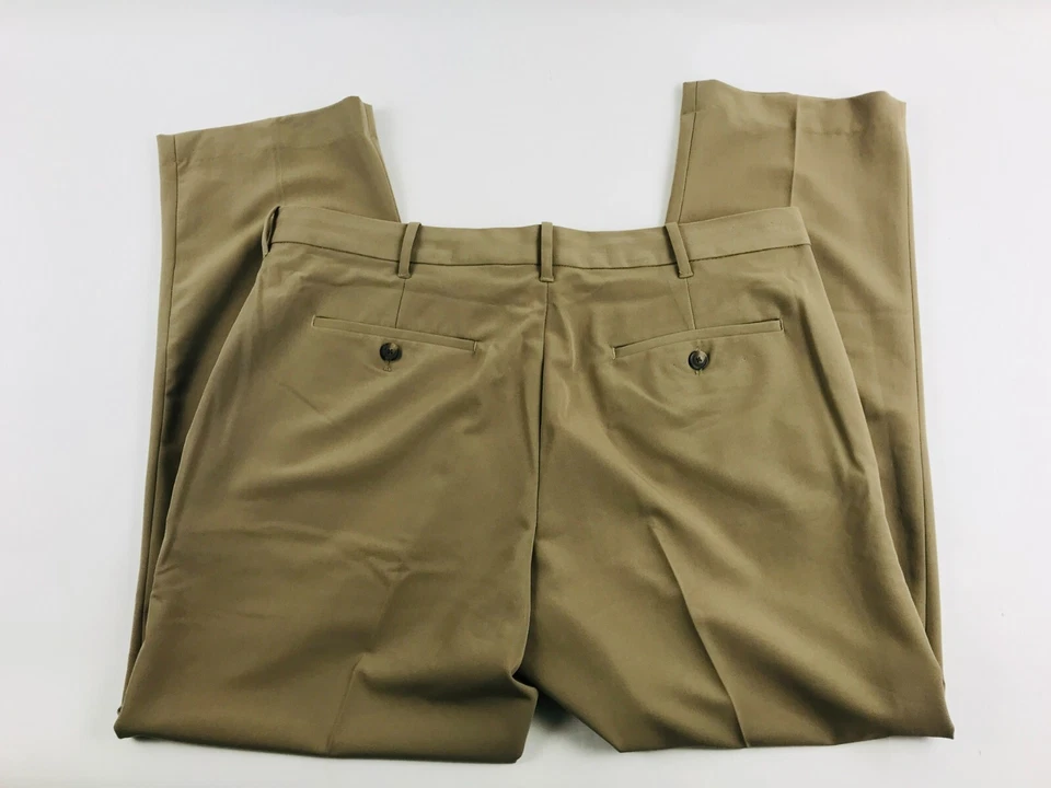 Pantalones de vestir flexibles Van Heusen para mujer talla 36x29 caqui pierna recta dobladillo a 28" Foto 2 de 4