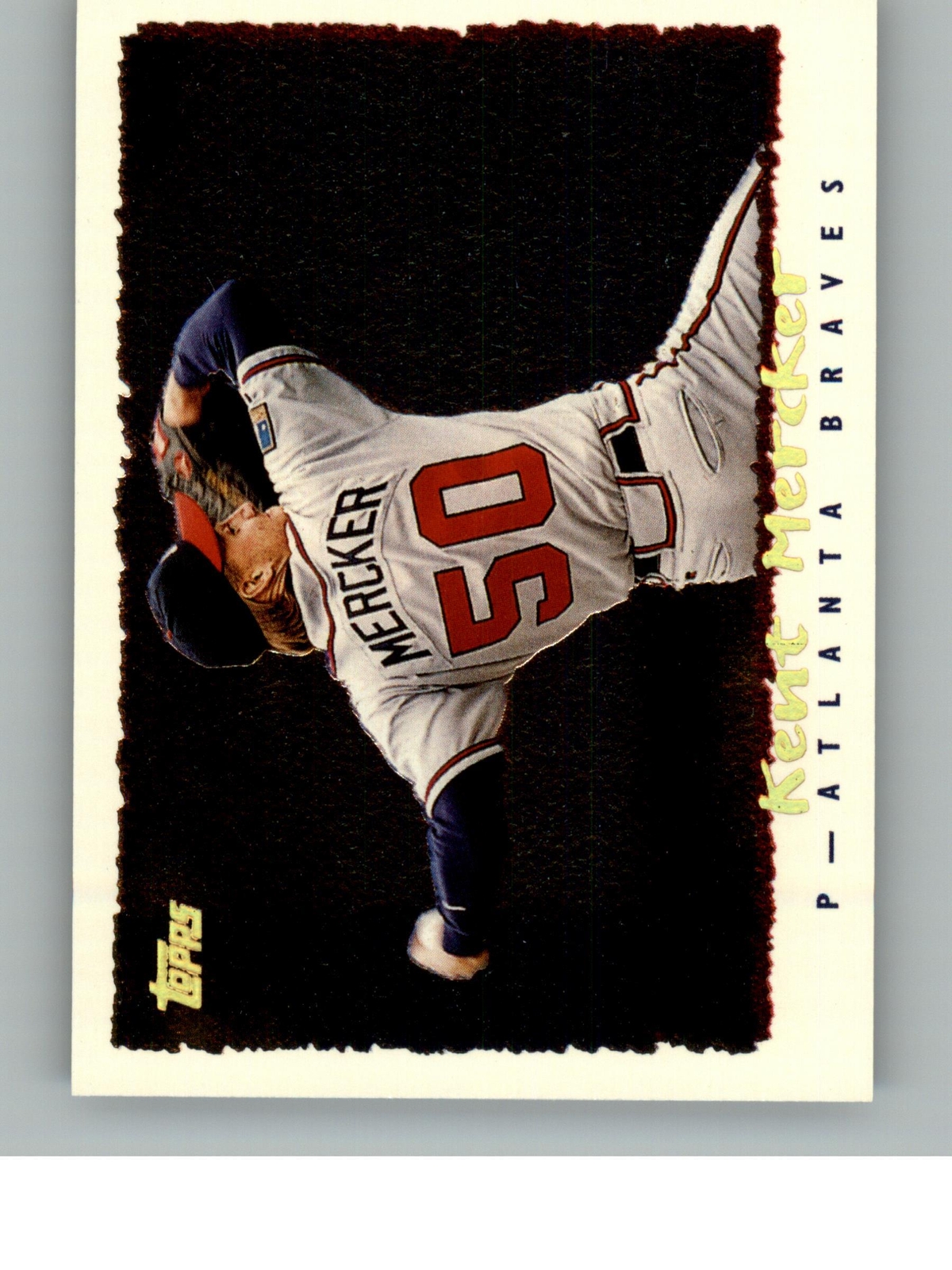 1995 Topps Kent Mercker 115   Atlanta Braves CyberStats (Spectralight)