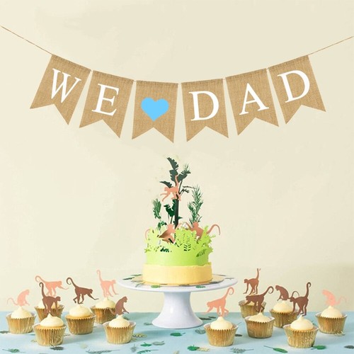 2 Stück WE DAD Buchstaben Bunting Banner Blaues Herz Sackleinen Banner Leinen - 第 4/12 張圖片