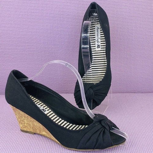 canvas peep toe wedges