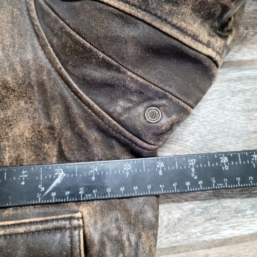 VTG Men Shearling Lambskin Leather Flight Bomber Jacket Distressed SzXL - Picture 2 of 10