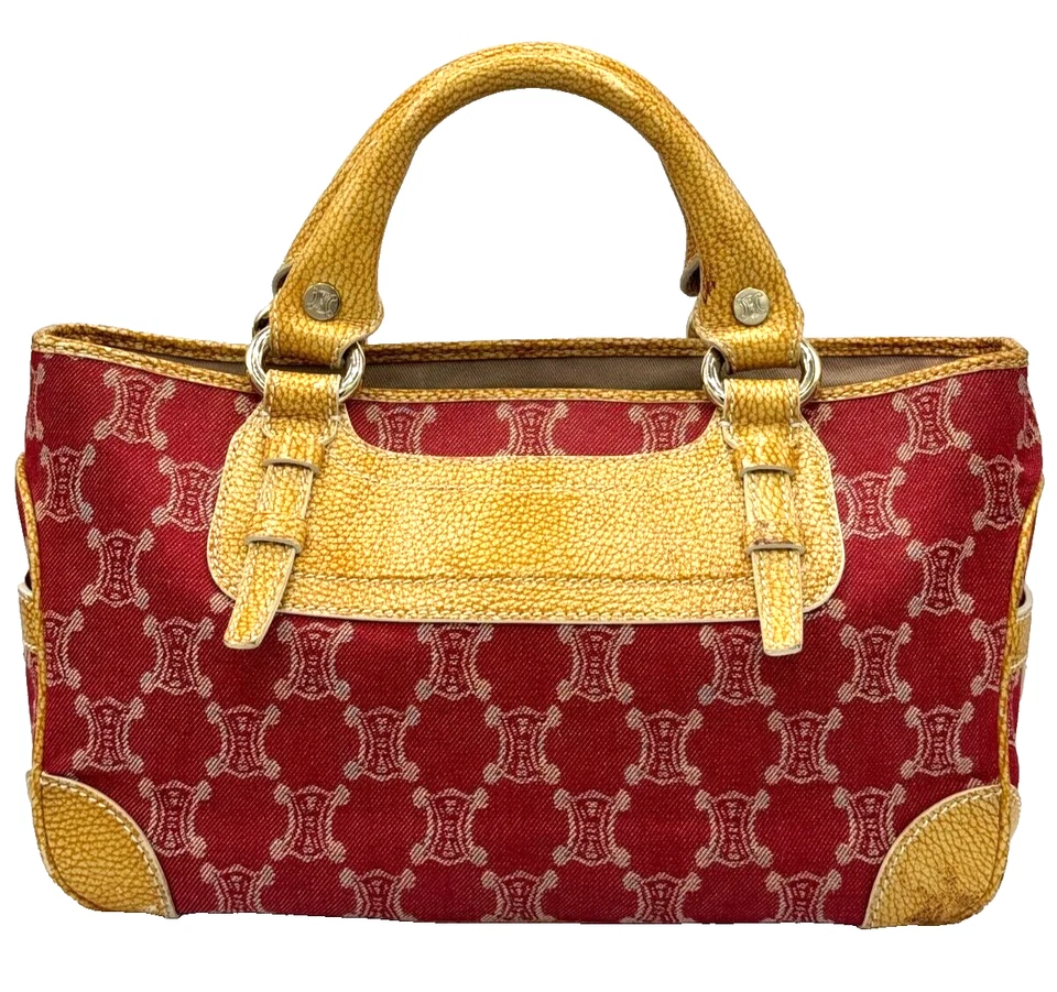 CELINE Paris Macadam Boogie Bag Handbag Red Denim Leather Authentic "Excellent" - Image 4 of 4