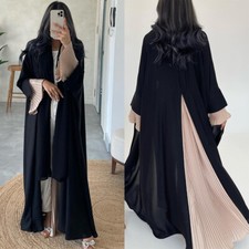 Robe Maxi Femme Musulmane Dubaï Ouverte Abaya Modest Kimono Robe Fête Islamique