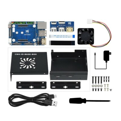 CM4-IO-BASE-BOX-B Mini PC Mini Computer Kit w/ USB HDMI Adapter For Pi Module 4