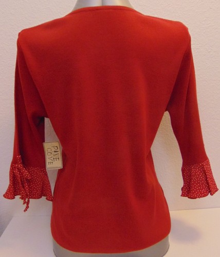 Pine Cove by Sharon Young Women's Top Blouse Red Lace Ruffle Size L - Picture 4 of 5