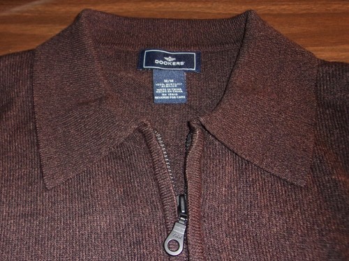 Dockers Mens Lightweight 1/4 Zip Brown Sweater with Striped - NEW/TAGS -M/Medium - Picture 10 of 11