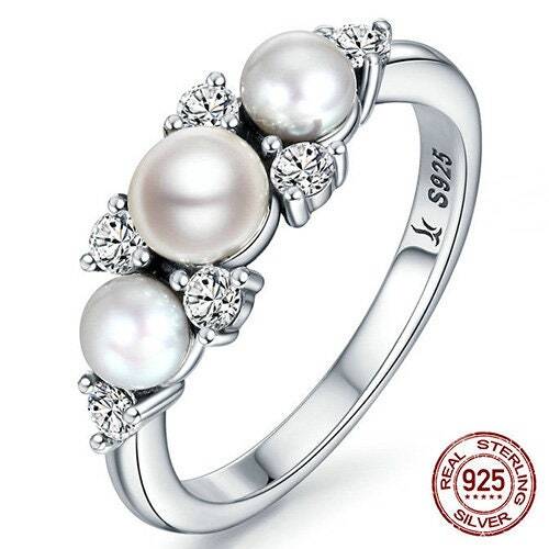 Rainbow Freshwater Pearl 925 Silver Ring(サイズ調節リング) Freshwater Pearl & CZ Sterling Silver Ring 925 Ring Cubic