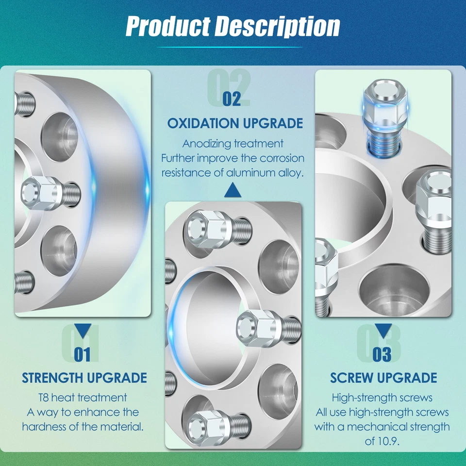 2 piezas espaciadores de rueda centrados en el cubo 5x4,5 5x114,3 para Ford Mustang Taurus Explorer Foto 3 de 4