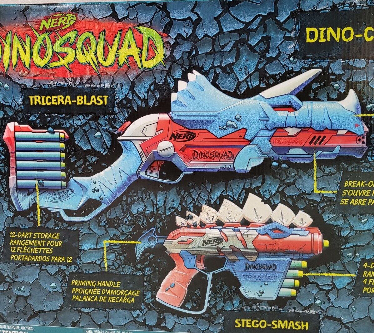 NERF DinoSquad Dino-Clash Pack, Includes 2 Blasters, 15 Elite Darts, Dart  Storage, Triceratops and Stegosaurus Dinosaur Designs