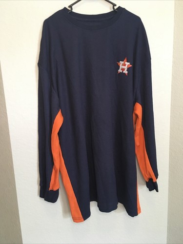Houston Astros MLB Fanatics Men's Long Sleeve Orange/Navy Blue Shirt 4XL EUC - Picture 1 of 6