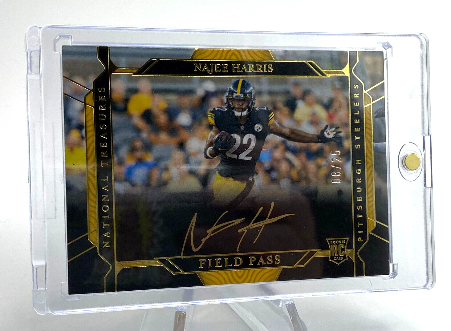 2021 Panini NAJEE HARRIS National Treasures Field Pass Gold ROOKIE AUTO #/25 Y15