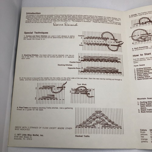 VTG 1970s Little Miss Muffet Designer Pattern English SMOCKING Farm & Mountain - Picture 3 of 4