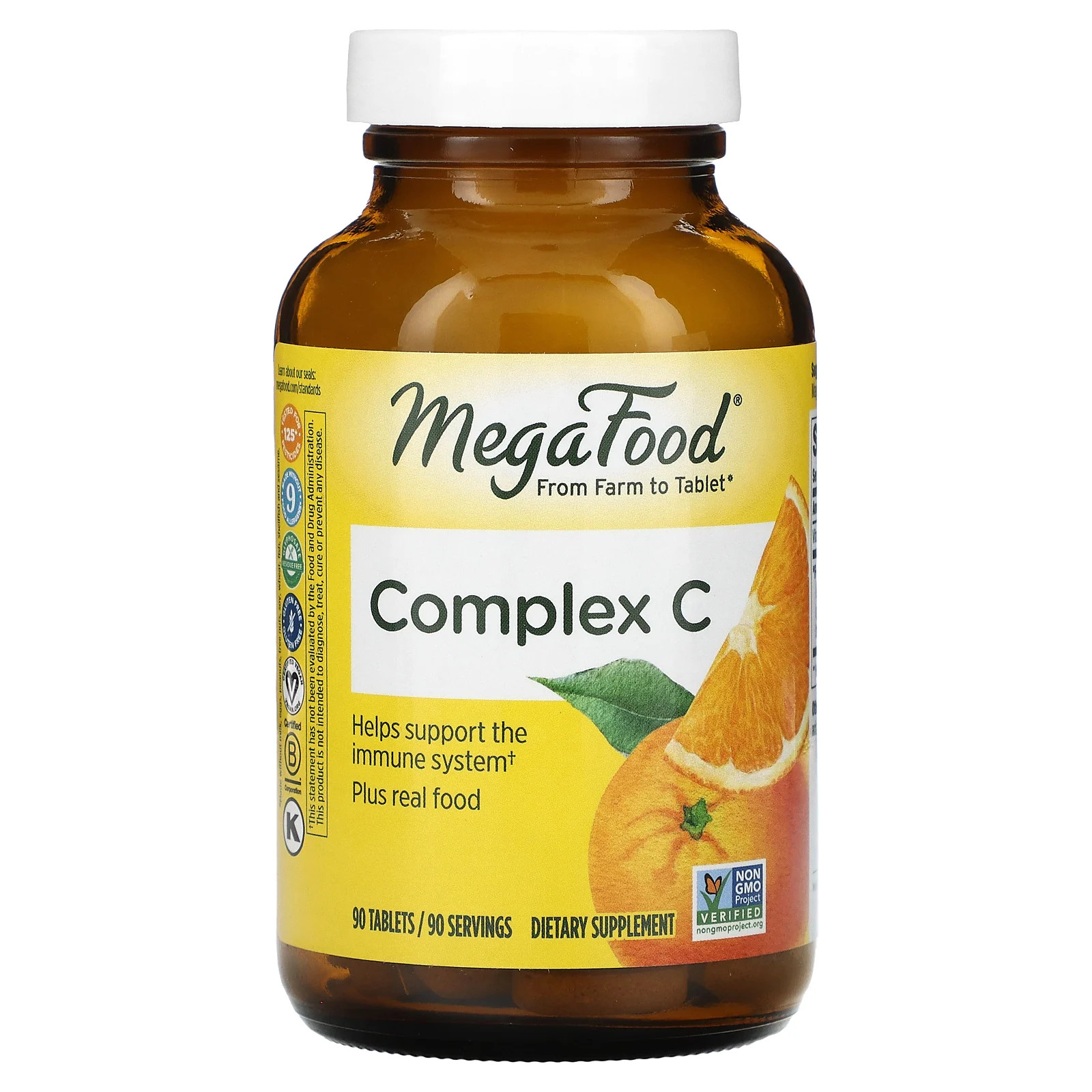 MegaFood Complex C 90 таблеток без молочных продуктов, без глютена, кошерный, сертифицирован NSF