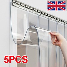5 Strips PVC Strip Curtain Plastic Soft Freezer Room Door Curtain Kit Hanging 2m
