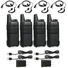 Retevis RT22 FRS walkie talkie long range 4 pack Rechargeable for School/Church